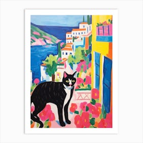 Painting Of A Cat In Capri Italy 3 Art Print
