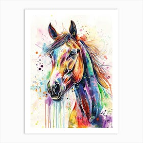 Horse Colourful Watercolour 3 Art Print