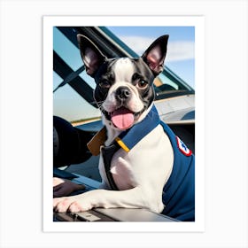 Boston Terrier Pilot-Reimagined 16 Art Print