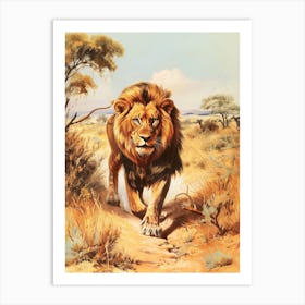 Barbary Lion Hunting Illustration 2 Art Print