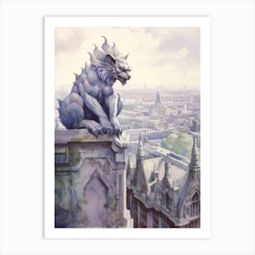 Gargoyle Watercolour In London Art Print