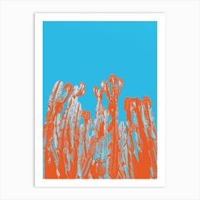 Pop Art Desert Orange Teal Cactus Art Print