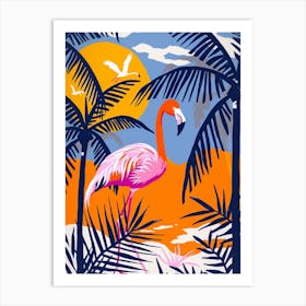 Greater Flamingo Camargue Provence France Tropical Illustration 4 Art Print