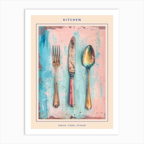 Kitsch Knife Fork Spoon Brushstrokes 3 Poster Art Print