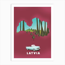 Latvia Travel map Art Print