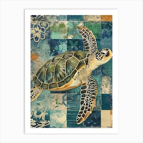 Sea Turtle Tile Collage 1 Art Print