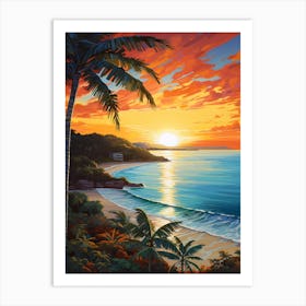 Sunkissed Painting Of Coral Bay Beach Australia 2 Art Print