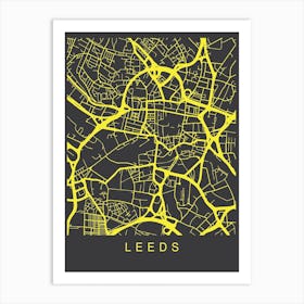 Leeds Map Neon Art Print