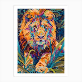Asiatic Lion Fauvist Painting 2 Art Print