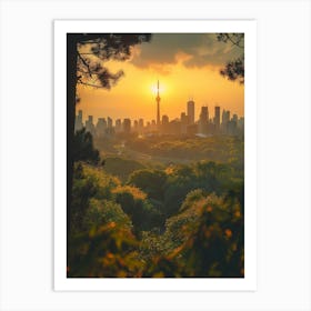 Tokyo Skyline At Sunset Art Print