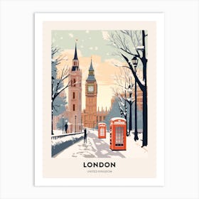 Vintage Winter Travel Poster London United Kingdom 3 Art Print