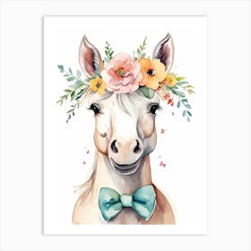 Baby Unicorn Flower Crown Bowties Woodland Animal Nursery Decor (30) Art Print