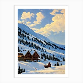 Pas De La Casa, Andorra Ski Resort Vintage Landscape 2 Skiing Poster Art Print