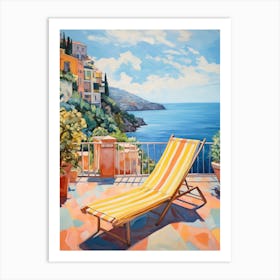 Sun Lounger By The Pool In Cinque Terre Italy Art Print