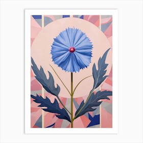 Cornflower 4 Hilma Af Klint Inspired Pastel Flower Painting Art Print