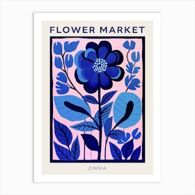 Blue Flower Market Poster Zinnia 2 Art Print