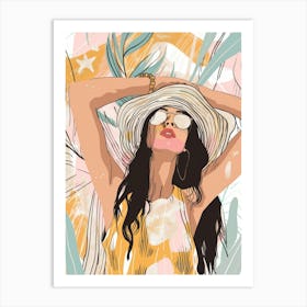 Summer Girl With Hat Art Print