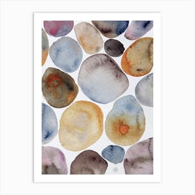 Stone Therapy 2 - watercolor abstract minimal muted contamorary modern hand painted mid-century living room kitchen Art Print