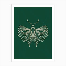 Moth On Green Background Art Print