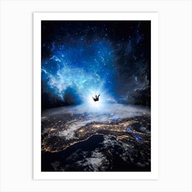 Astronaut Falling On Earth Art Print