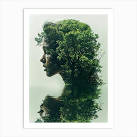 Portrait Of A Woman With Trees Art Print