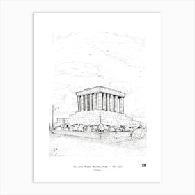 Ho Chi Minh Mausoleum Hanoi Vietnam Architecture Pen Ink Drawing Art Print