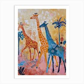 Geometric Abstract Giraffe Herd 5 Art Print