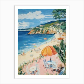 Cala Goloritz, Sardinia   Italy Beach Club Lido Watercolour 3 Art Print