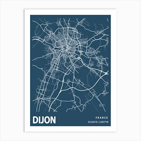 Dijon Blueprint City Map 1 Art Print