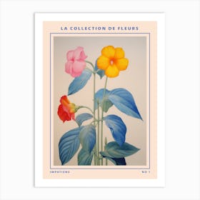 Impatiens (Touch Me Not) French Flower Botanical Poster Art Print