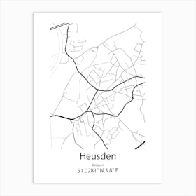 Heusden,Belgium Minimalist Map Art Print