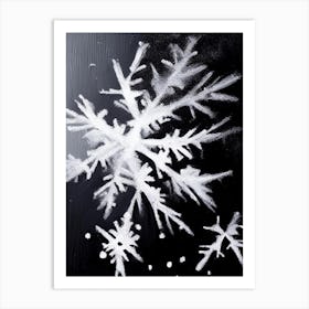 Ice, Snowflakes, Black & White 5 Art Print