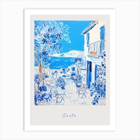 Crete Greece Mediterranean Blue Drawing Poster Art Print