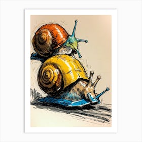 Snails On A Bike Art Print