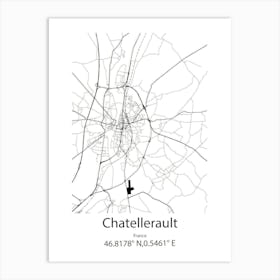 Chatellerault,France Minimalist Map Art Print