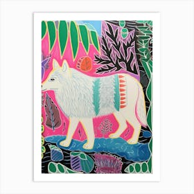Maximalist Animal Painting Arctic Wolf 2 Art Print