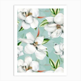 White Magnelia Blossoms Art Print