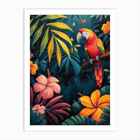 Parrot In The Jungle Art Print