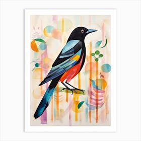 Bird Painting Collage Crow 2 Art Print