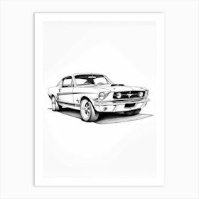 Ford Mustang Line Drawing 26 Art Print