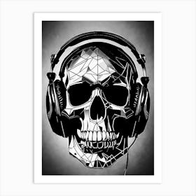 Skull With Headphones 96 Art Print