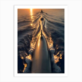 Sunset On A Submarine-Reimagined Art Print