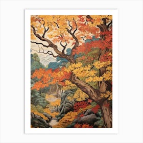 Bigtooth Aspen 4 Vintage Autumn Tree Print  Art Print