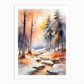 Watercolor Of A Forest . 1 Art Print