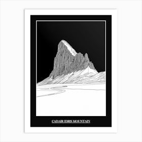 Cadair Idris Mountain Line Drawing 7 Poster Art Print