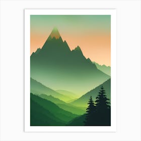 Misty Mountains Vertical Composition In Green Tone 47 Art Print