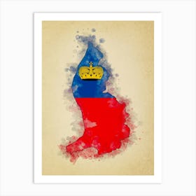 Liechtenstein Flag Vintage Art Print