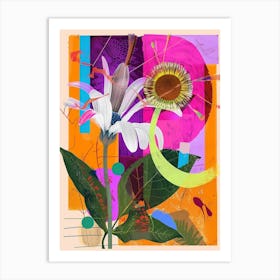 Oxeye Daisy 2 Neon Flower Collage Art Print