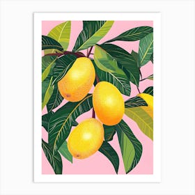 Yellow Lemons On A Pink Background Art Print