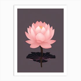 A Pink Lotus In Minimalist Style Vertical Composition 79 Art Print